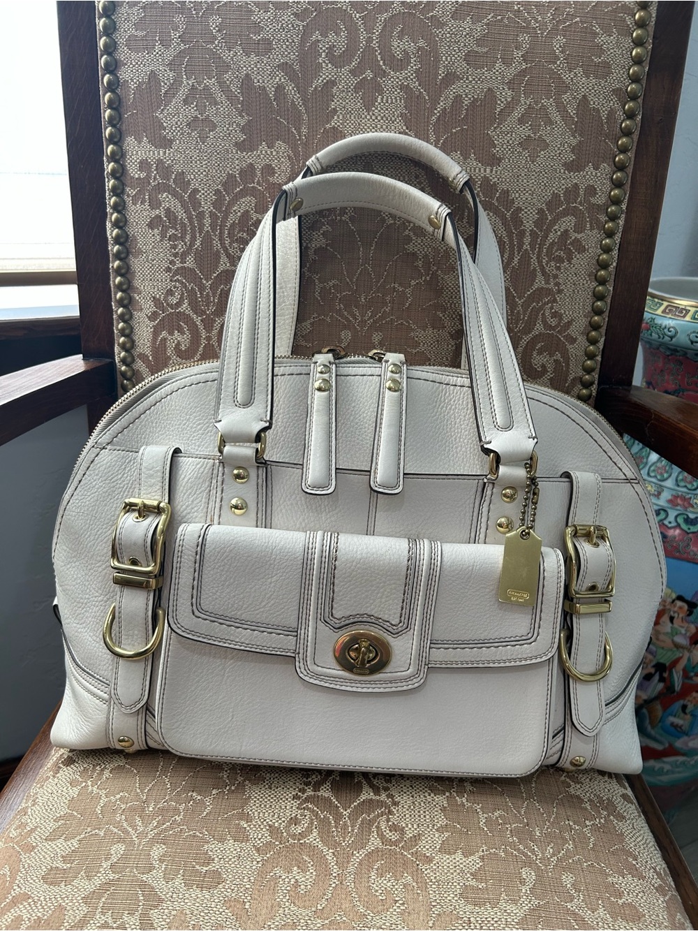 COACH Y2K Large leather Miranda Satchel White / Gold Hardware